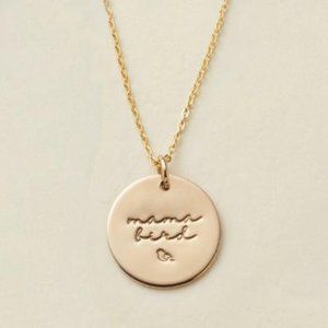 NEW Mama Bird Gold Coin Disc Charm Necklace